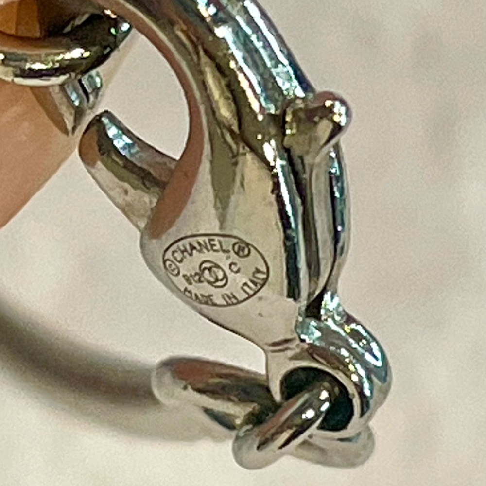 COPY CHANEL Paladium Plated and Strass CC &Ball Drop Pendant Necklace, 23.5”, - Picture 11 of 11